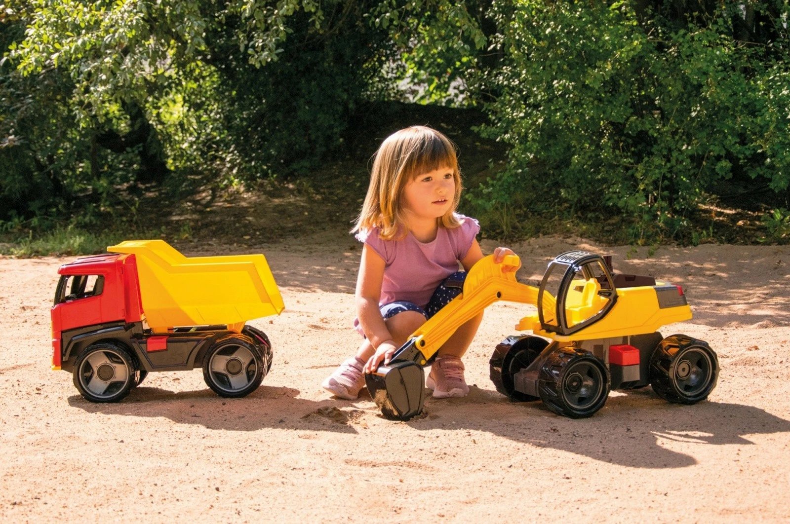 Ekskavator lodër Lena Giga Trucks, plastikë, 67 cm, verdhë