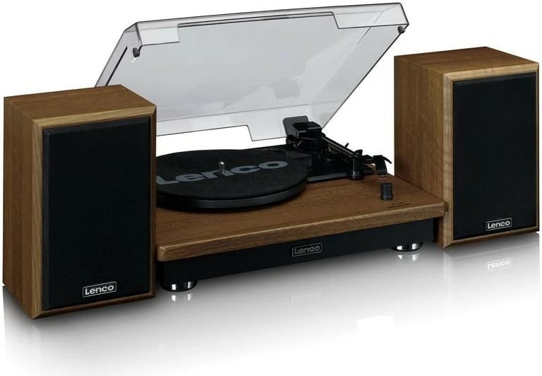 Gramafon Lenco LS-100WD me Bluetooth, 2 altoparlantë, dru