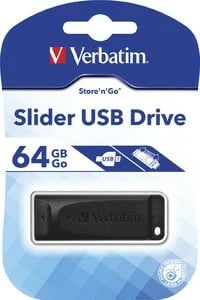 Pendrive Verbatim Slider 64GB, USB 2.0, e zezë