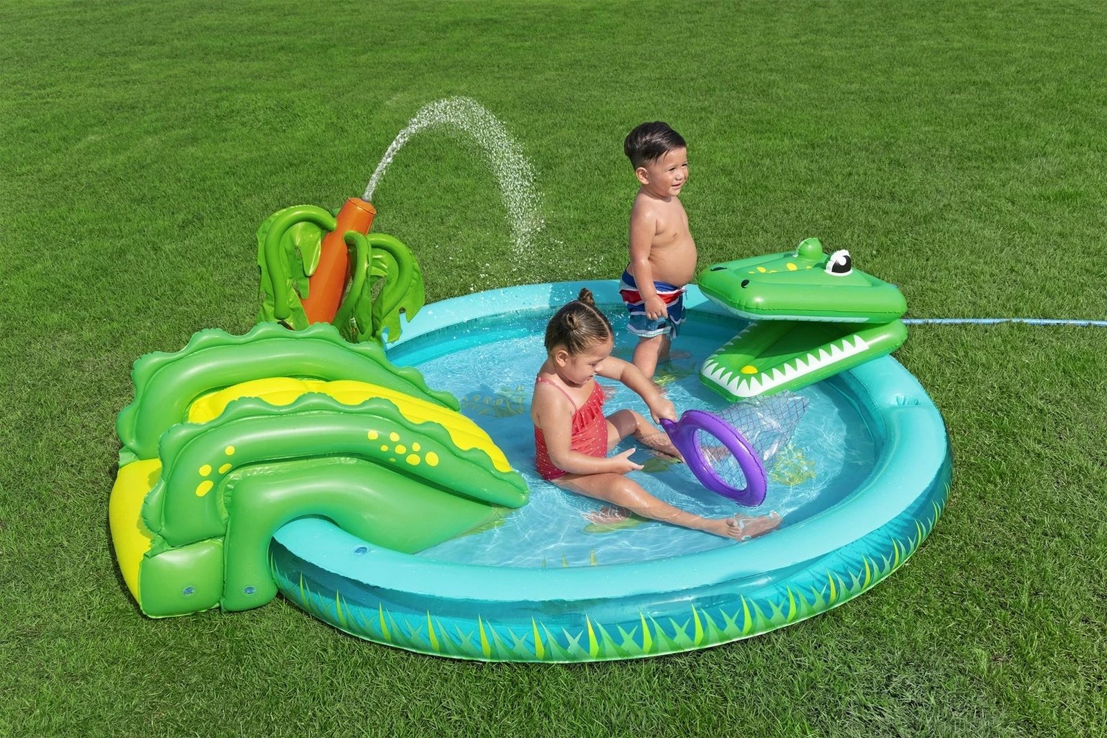 Qendër loje uji e fryrë për fëmijë Bestway Crocodile Cove, 2.24m x 1.81m x 72cm, shumëngjyrëshe Qendër loje uji e fryrë për fëmijë Bestway Crocodile Cove, 2.24m x 1.81m x 72cm, shumëngjyrëshe