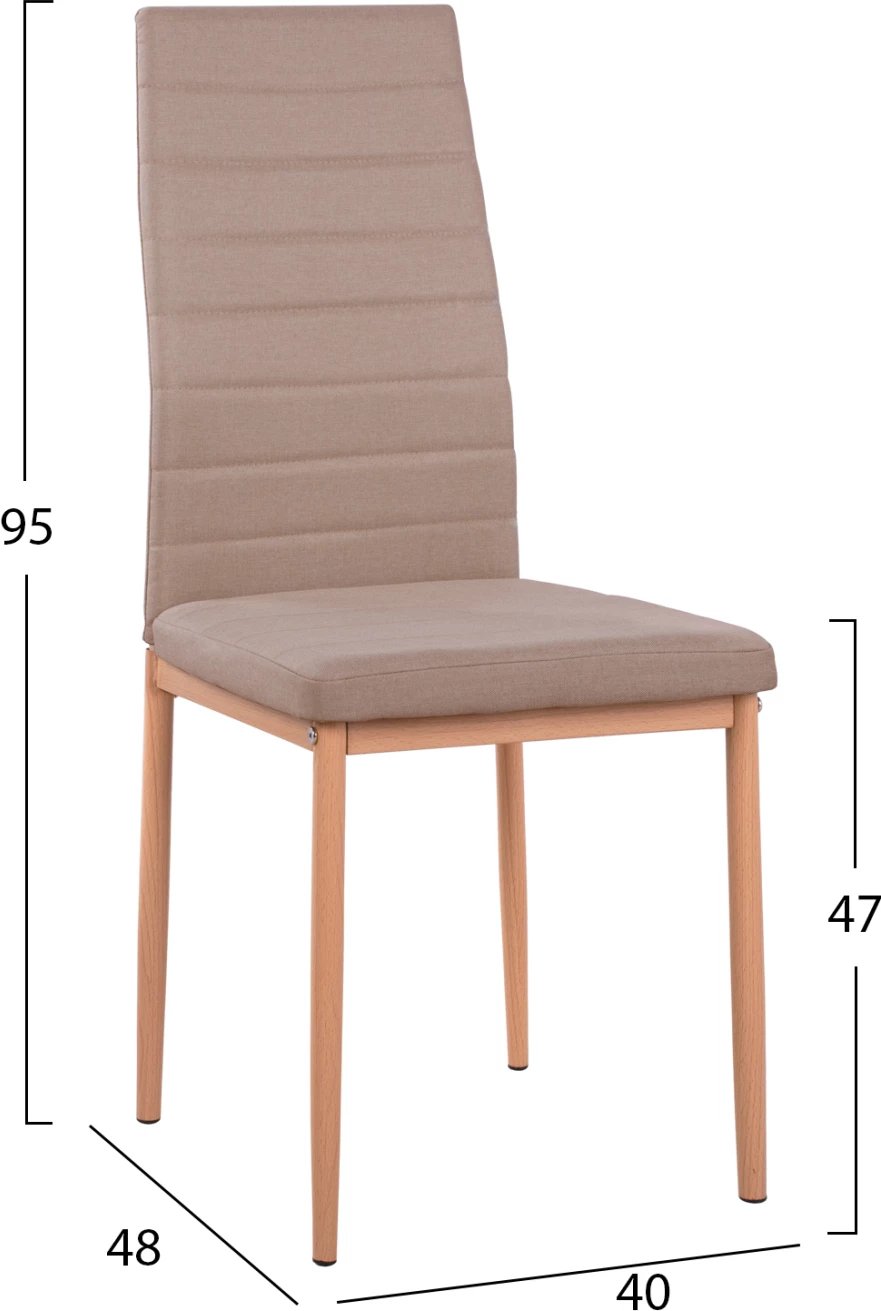 Set 5 copë tavolinë natyrale me xham dhe karrige Lady krem FH11081