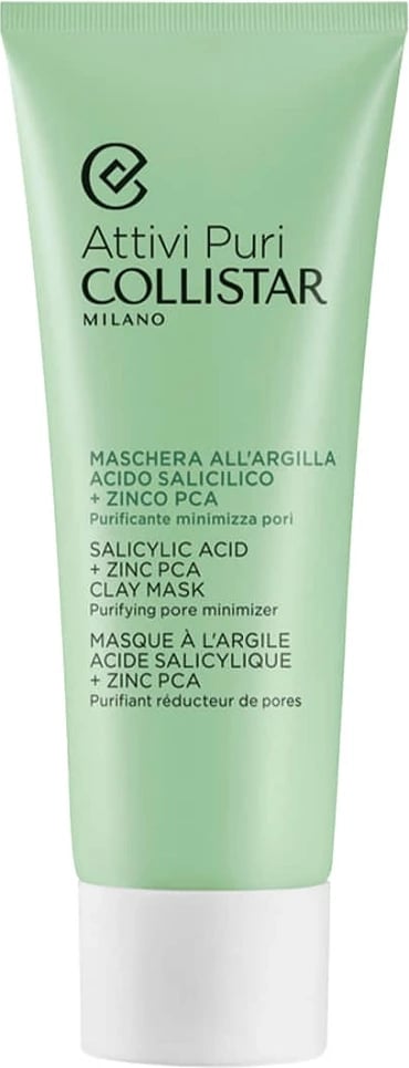 Maskë për fytyrë Collistar Pure Active Clay Mask me Acid Salicilik dhe PCA Zink për femra, 75ml