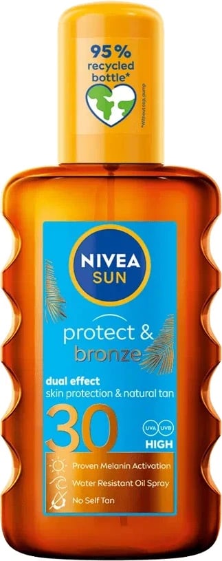 Vaj mbrojtës në spray për diell për femra Nivea Sun Protect & Bronze SPF30, 200ml