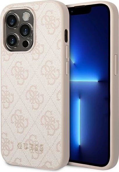 Mbështjellës Guess GUHCP14XG4GFPI për iPhone 14 Pro Max 6.7", hardcase, lëkurë sintetike, rozë