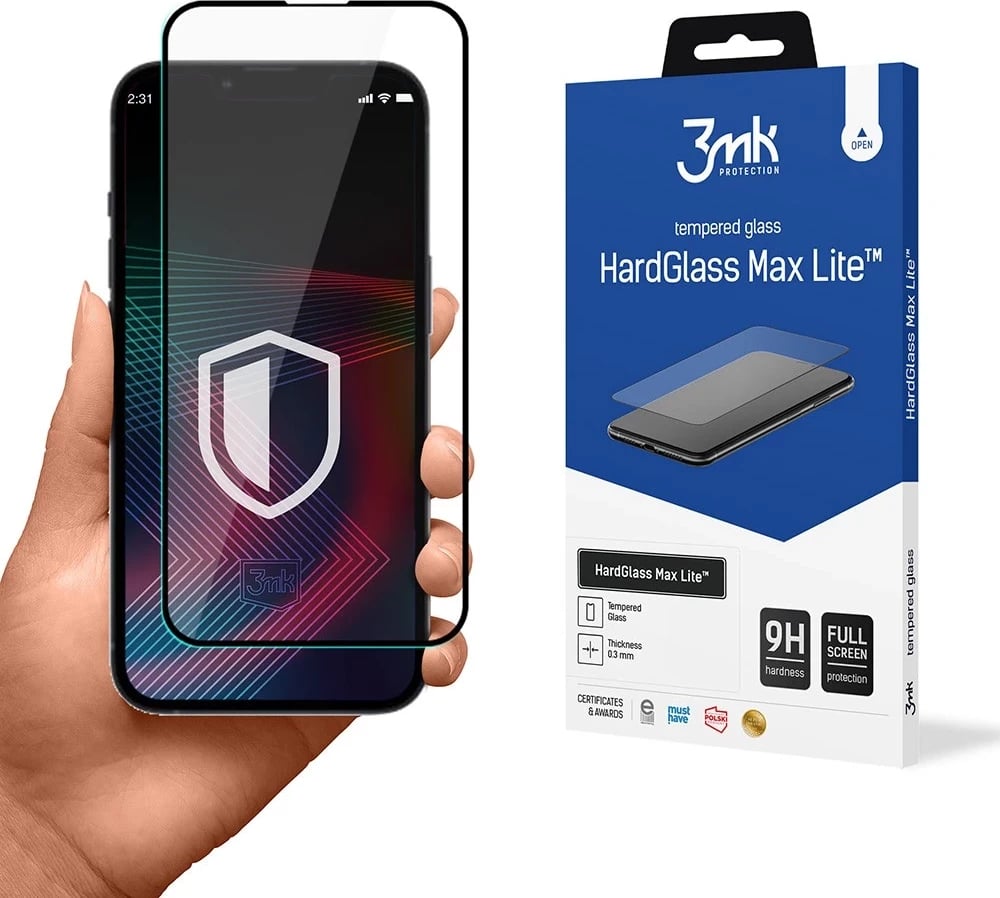 Mbështjellës ekrani 3MK HardGlass Max Lite për iPhone 13/13 Pro/14, transparent