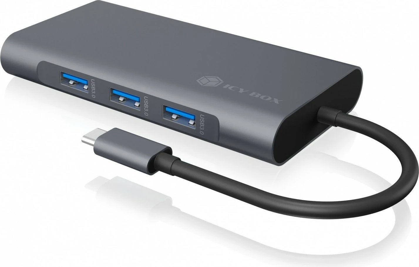Kasë dokimi IcyBox IB-DK4040-CPD, USB Type-C, HDMI/VGA, anthracite/black