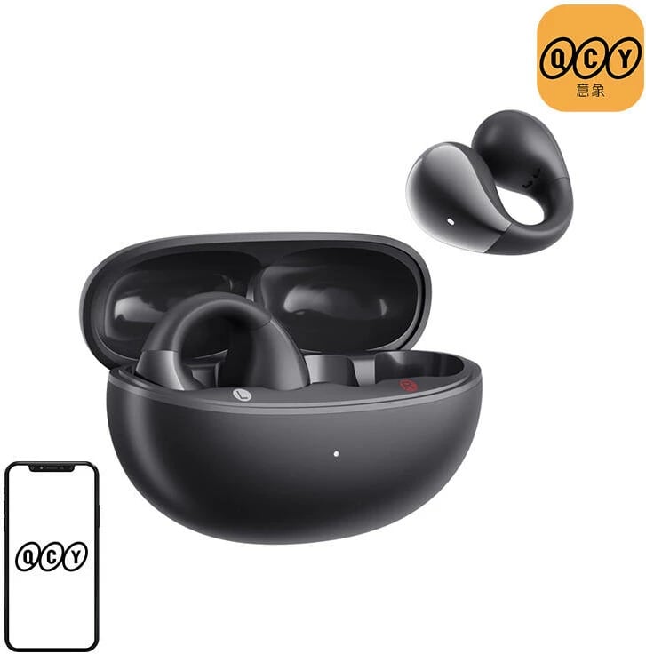 Kufje QCY Crossky Clip C30, wireless, Bluetooth 5.4, të zeza, me kuti karikimi