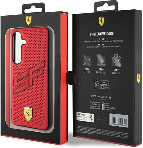 Mbështjellës Ferrari Big SF Perforated për Samsung Galaxy S24, i kuq