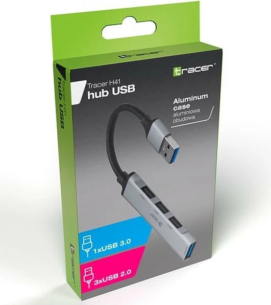 HUB USB Tracer H41, 4 porta, TRAPOD47000, argjendtë