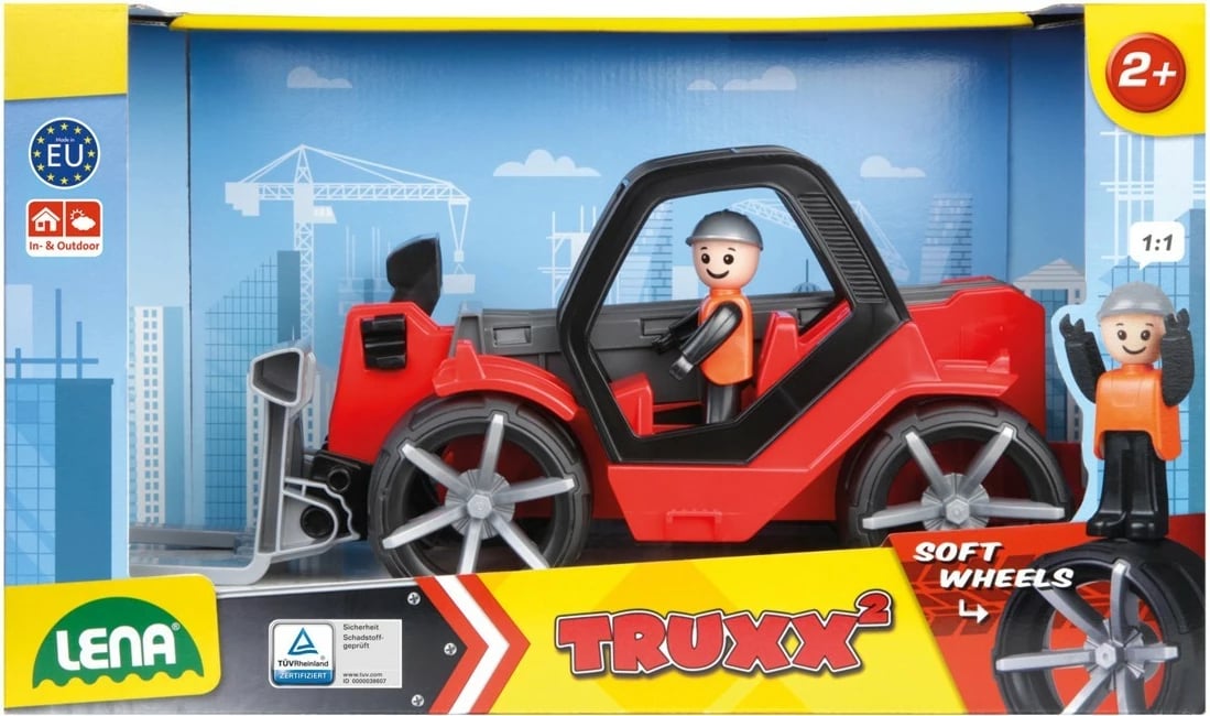 Lodër ngarkues teleskopik Lena Truxx2, plastikë, me figurë, zi/kuqe/argjendtë Lodër ngarkues teleskopik Lena Truxx2, plastikë, me figurë, zi/kuqe/argjendtë