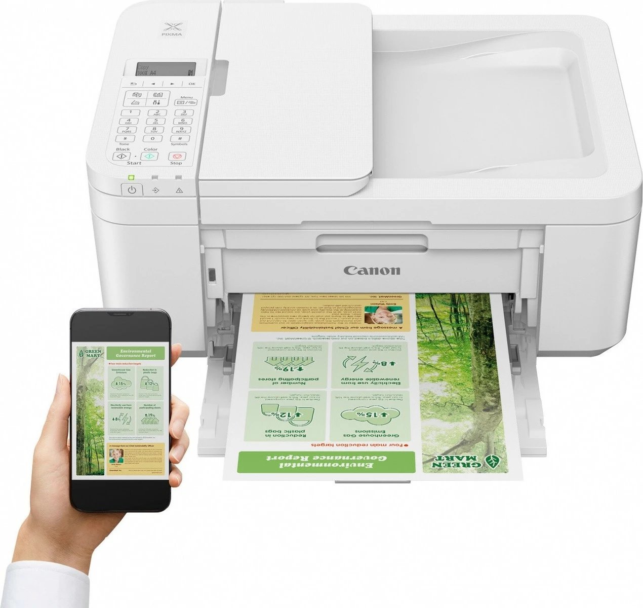 Printer multifunksional inkjet Canon PIXMA TR4755i 5074C046, ADF, Wi‑Fi, printim ngjyrë, duplex automatik, USB Type‑B, i bardhë Printer multifunksional inkjet Canon PIXMA TR4755i 5074C046, ADF, Wi‑Fi, printim ngjyrë, duplex automatik, USB Type‑B, i bardhë