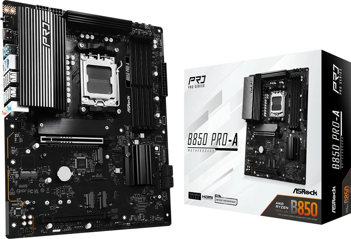 Pllakë amë ASRock B850 Pro-A, Socket AM5, DDR5, 256GB, e zezë