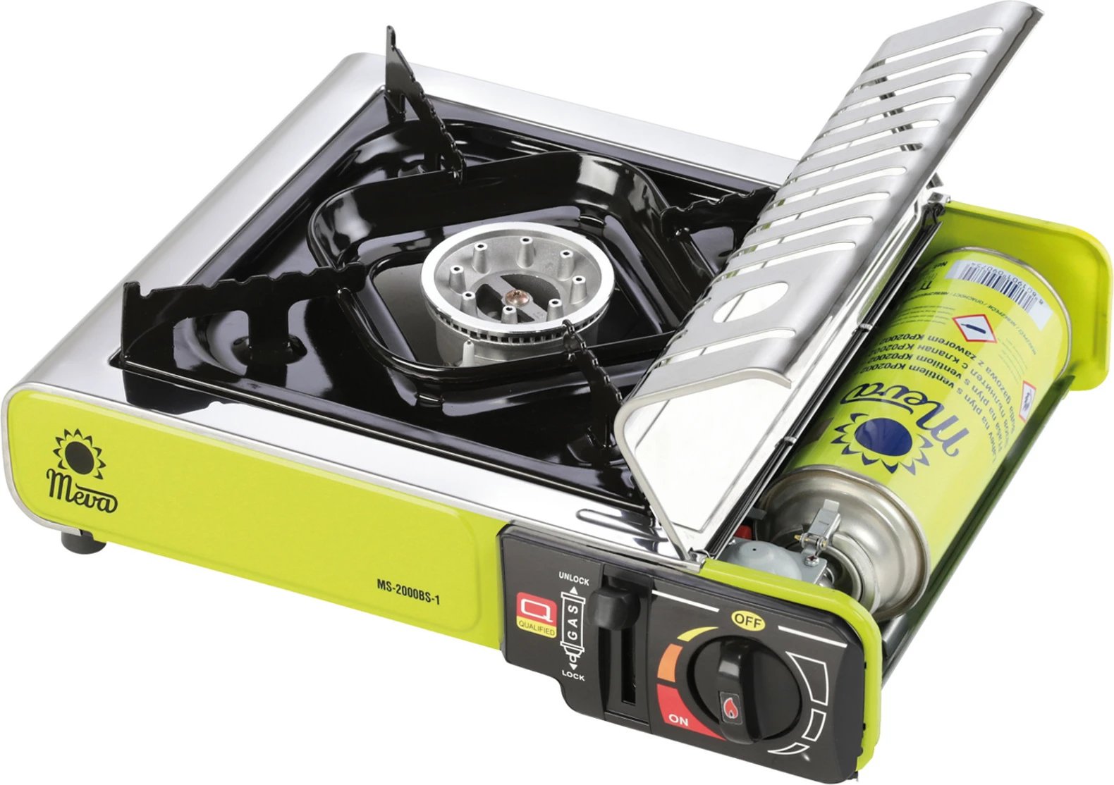 Sobë gazi kampingu Meva THUNDER PRO, 2kW, Metal, Gjelbër, me valixhe