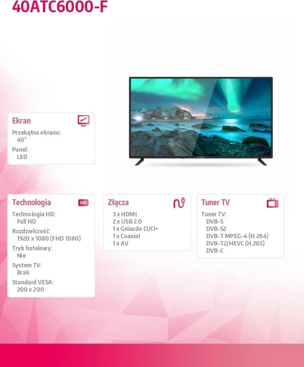 Televizor LED Allview 40ATC6000-F, 40 inç, Full HD, i zi