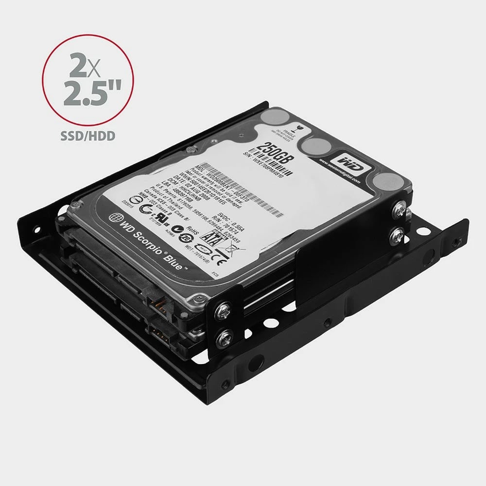 Kasë AXAGON RHD-225 për 2x 2.5" HDD/SSD, për pozicion 3.5", e zezë