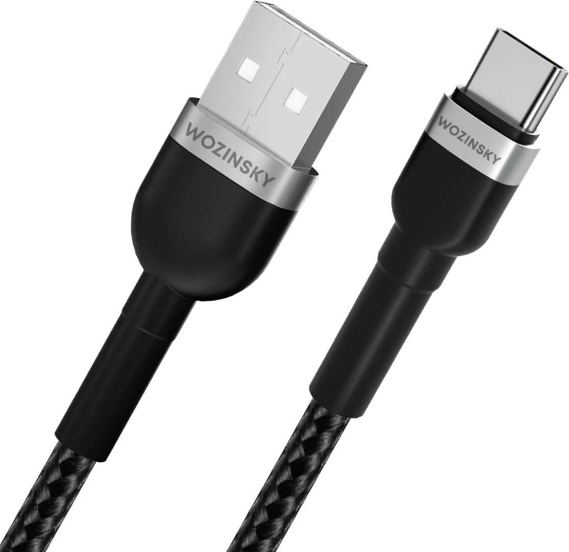 Kabllo USB Wozinsky WNBAC2, USB-A në USB-C, 2 m, 2.4A, najlon, e zezë