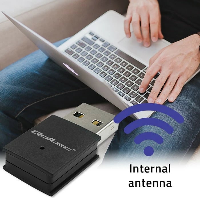 Adapter Wi-Fi/Bluetooth Qoltec 57007, USB, mini, i zi