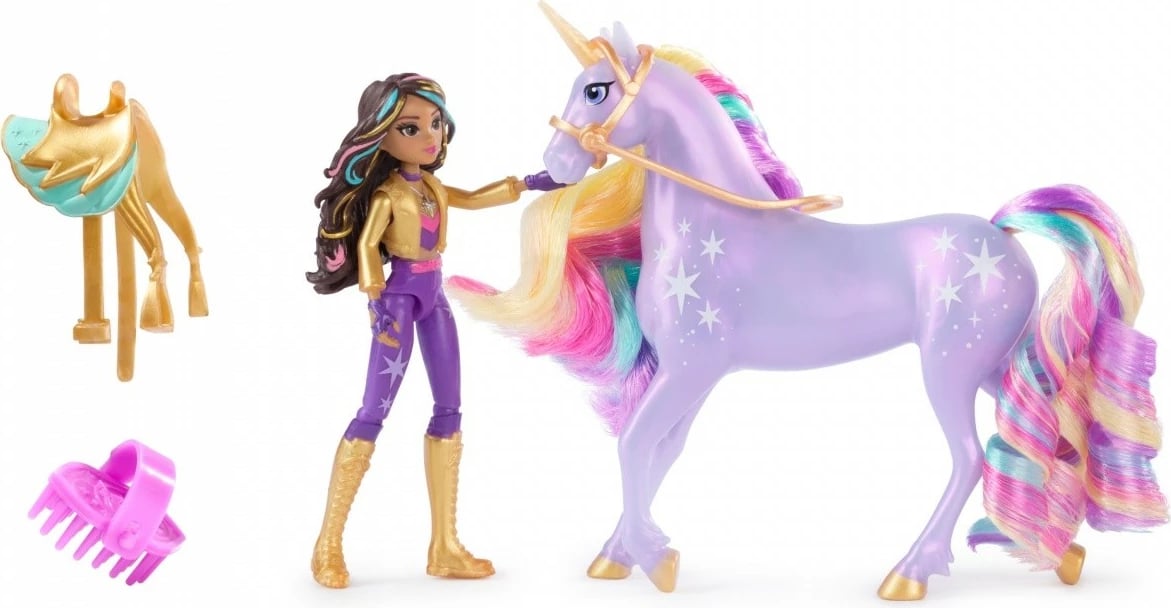 Set figurina Unicorn Academy Spin Master 6071175, Ava dhe Leaf, 11 cm + 13 cm, për vajza