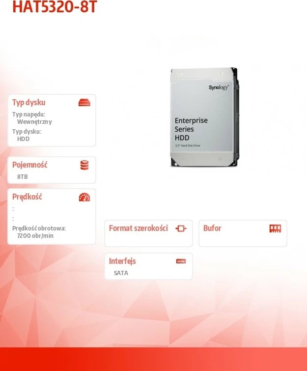 Disk i fortë HDD i brendshëm, Synology HAT5320-8T, 8TB, 3.5", SATA III 6Gb/s, 7200 RPM