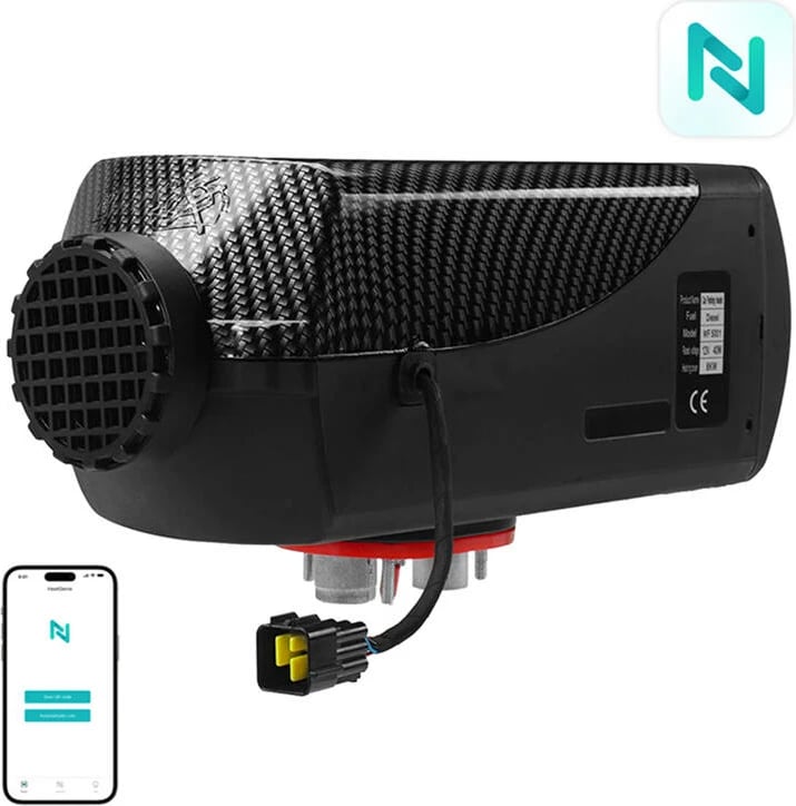 Ngrohës parkimi BlitzWolf BW-AH-S1-BT, 5 kW, 12V, me kontroll përmes aplikacionit dhe telekomandës, i zi
