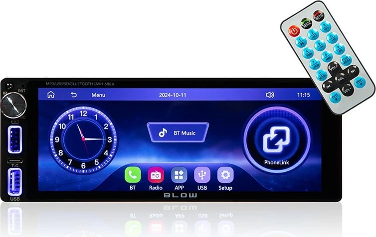 Radio veture BLOW AVH-686A, 1 DIN, ekran 6.86", Bluetooth, CarPlay/Android Auto, e zezë