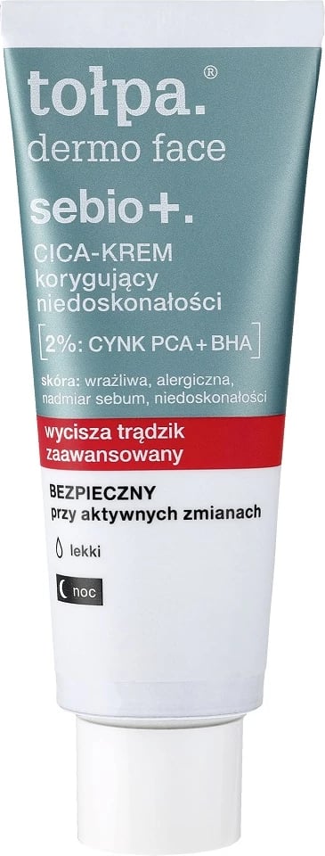 Krem nate për fytyrë për femra Tołpa Dermo Face Sebio+ Corrective Night Cream for Imperfections 40ml