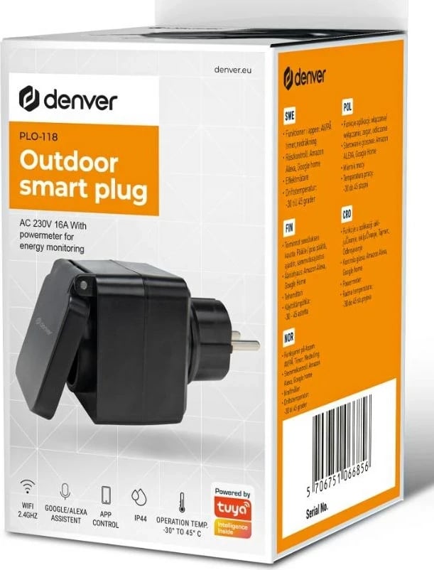 Prizë smart Denver PLO-118, e zezë, për jashtë
