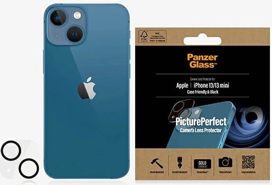 Mbrojtës kamerë PanzerGlass për iPhone 13 / 13 mini, xham i temperuar, i zi