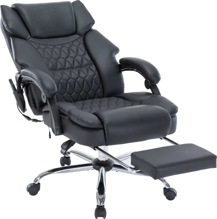 Karrige për zyre, mekanizëm premium, masazh-ngrohje, e zezë