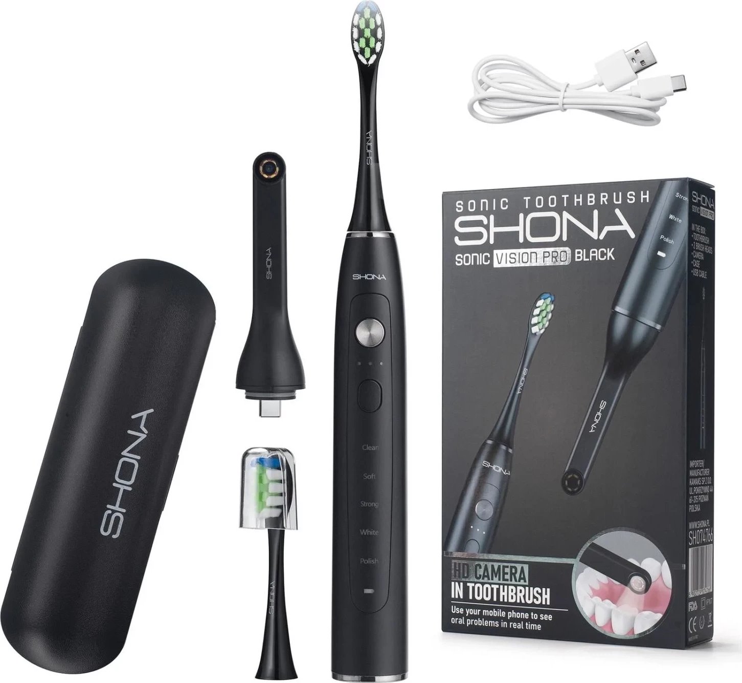 Furçë dhëmbësh sonike Shona Sonic Vision Pro, e zezë