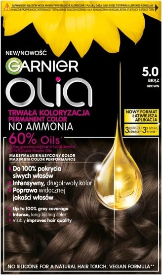 Ngjyrë për flokë për femra Garnier Olia 5.0 Brown, 1 copë