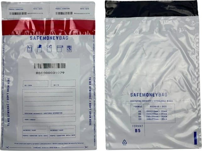 Zarf sigurie BESTPAK SAFEMONEYBAG, 190x260+35 mm, 100 copë, Transparent