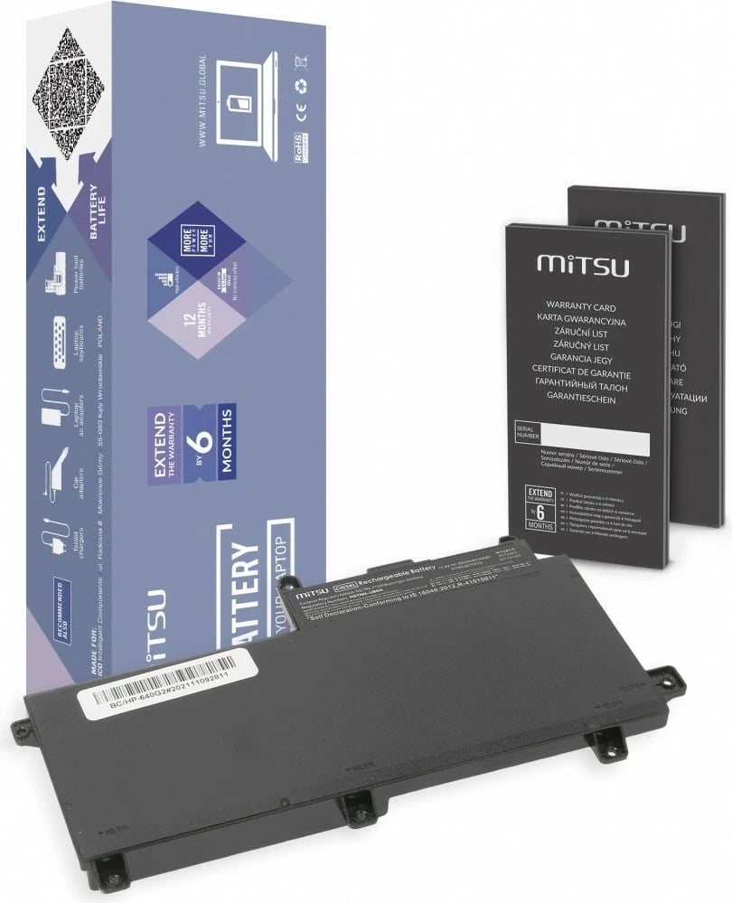 Bateri Mitsu për HP ProBook 640 G2, 3900 mAh (44 Wh), 11.4V, 3 qeliza, Li-poly