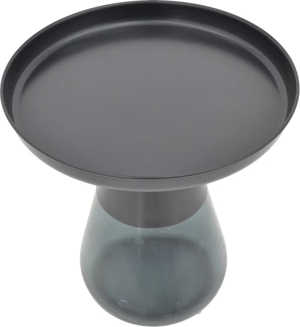 Tavolinë kafeje Kunlo Inart, metal i zi-xham, D50x53.5cm
