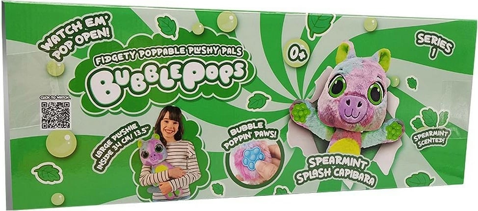 Lodër pelushi Bubble Pops Mint Capybara, 34 cm, aromë mente, shumëngjyrëshe