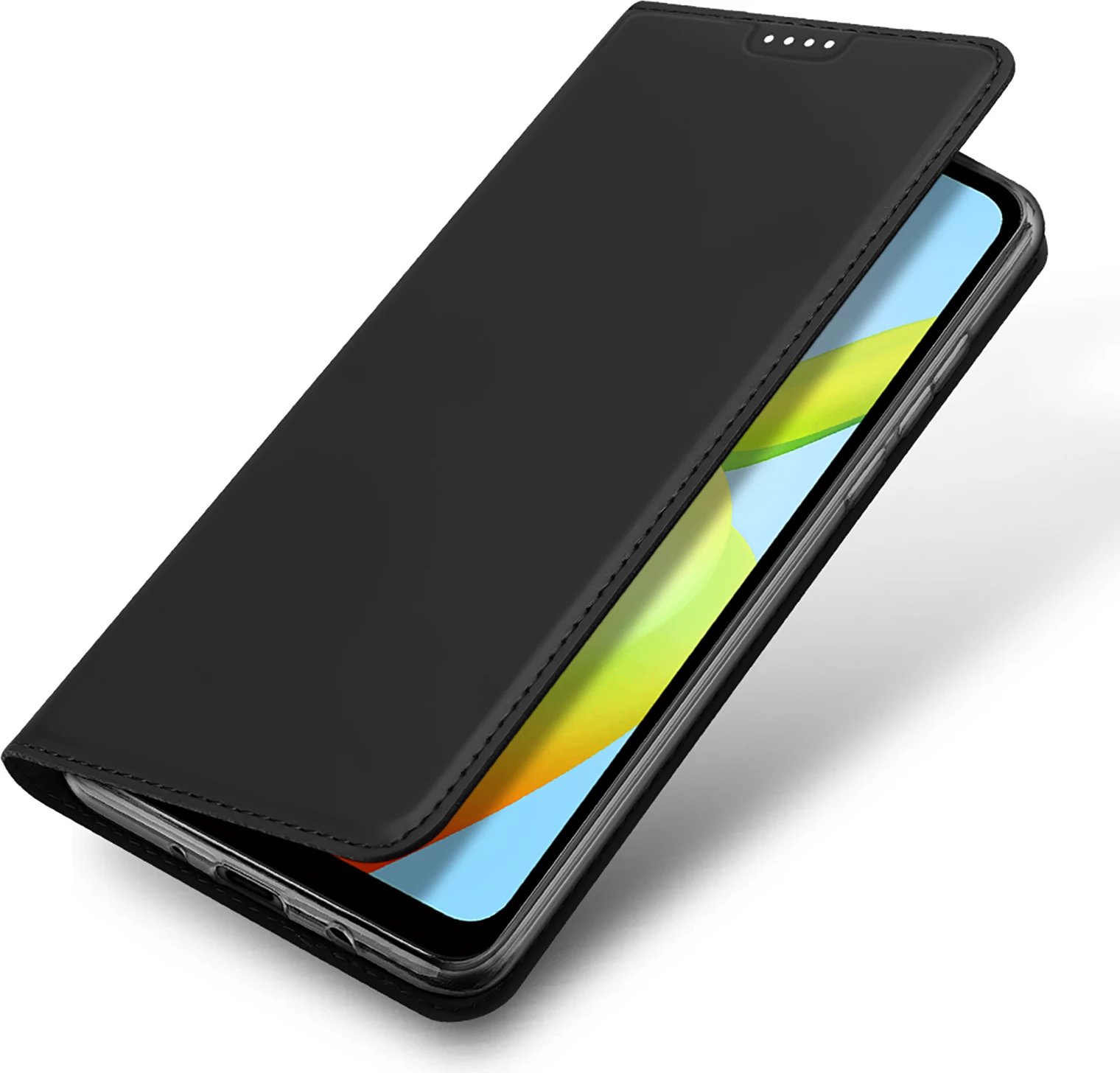 Mbështjellës Dux Ducis Skin Pro për Xiaomi Redmi A1+, me kapak, xhep kartelash dhe stand, e zezë