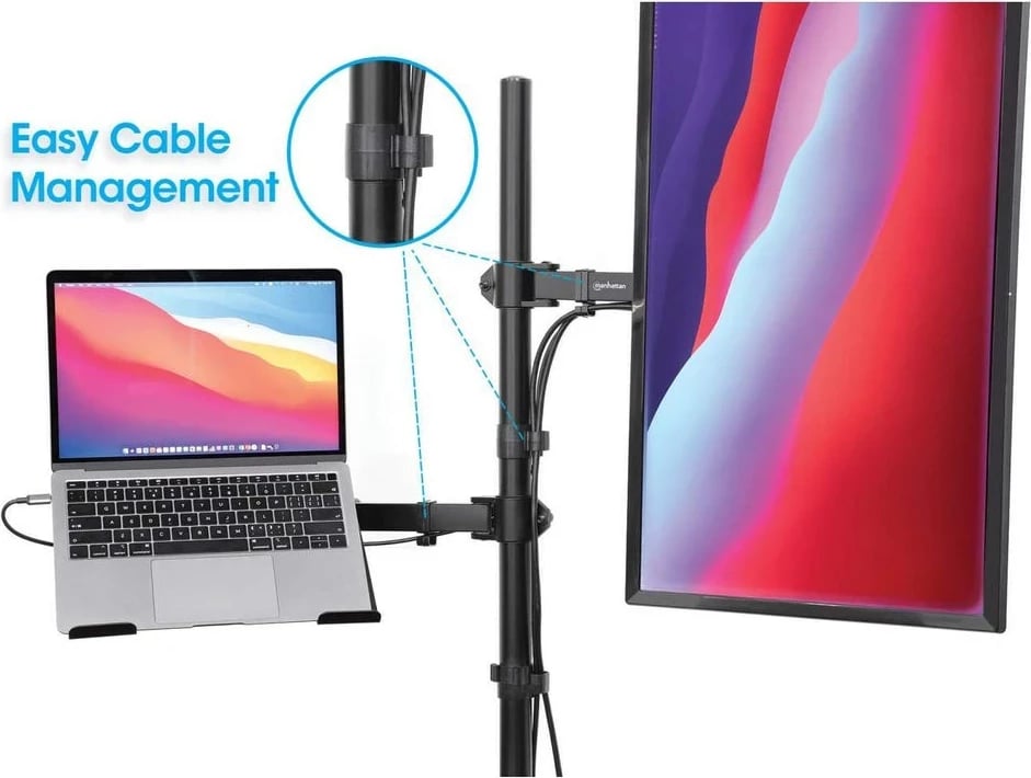 Mbajtëse tavoline Manhattan për monitor/laptop, 1 ekran, 10-27", VESA 75x75-100x100mm, deri 8kg, e zezë