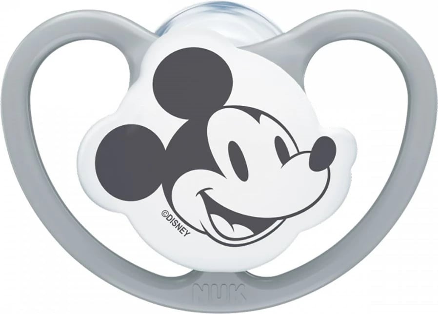 Qetësuese bebe, NUK Space Disney Mickey Mouse, 6–18m, silikon, 1 copë, gri
