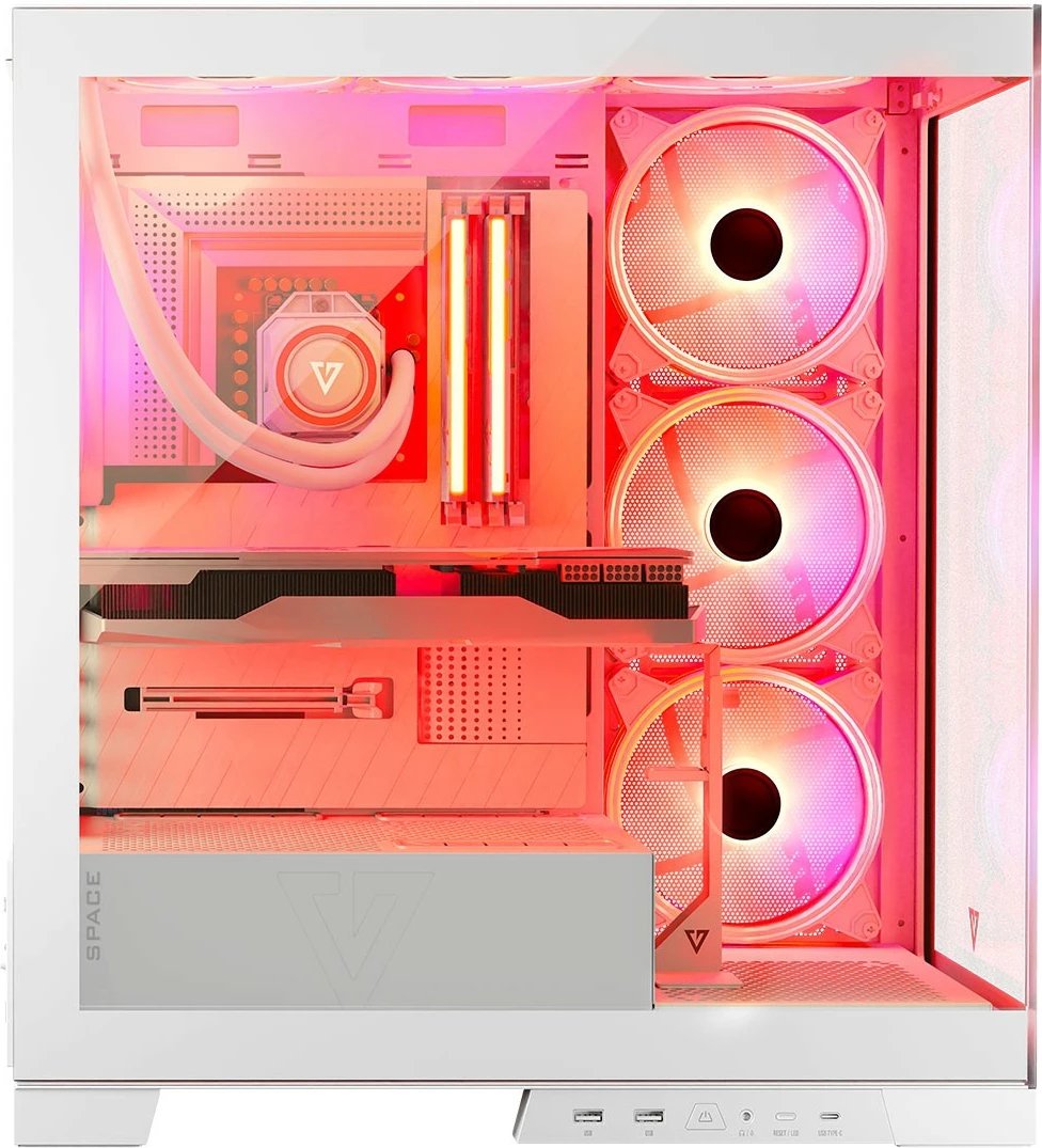 Kasë MODECOM Volcano Space ARGB, Midi Tower, xham i temperuar, e bardhë