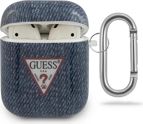 Mbështjellës Guess GUACA2TPUJULDB për AirPods 1/2, Jeans Collection, kaltër e errët