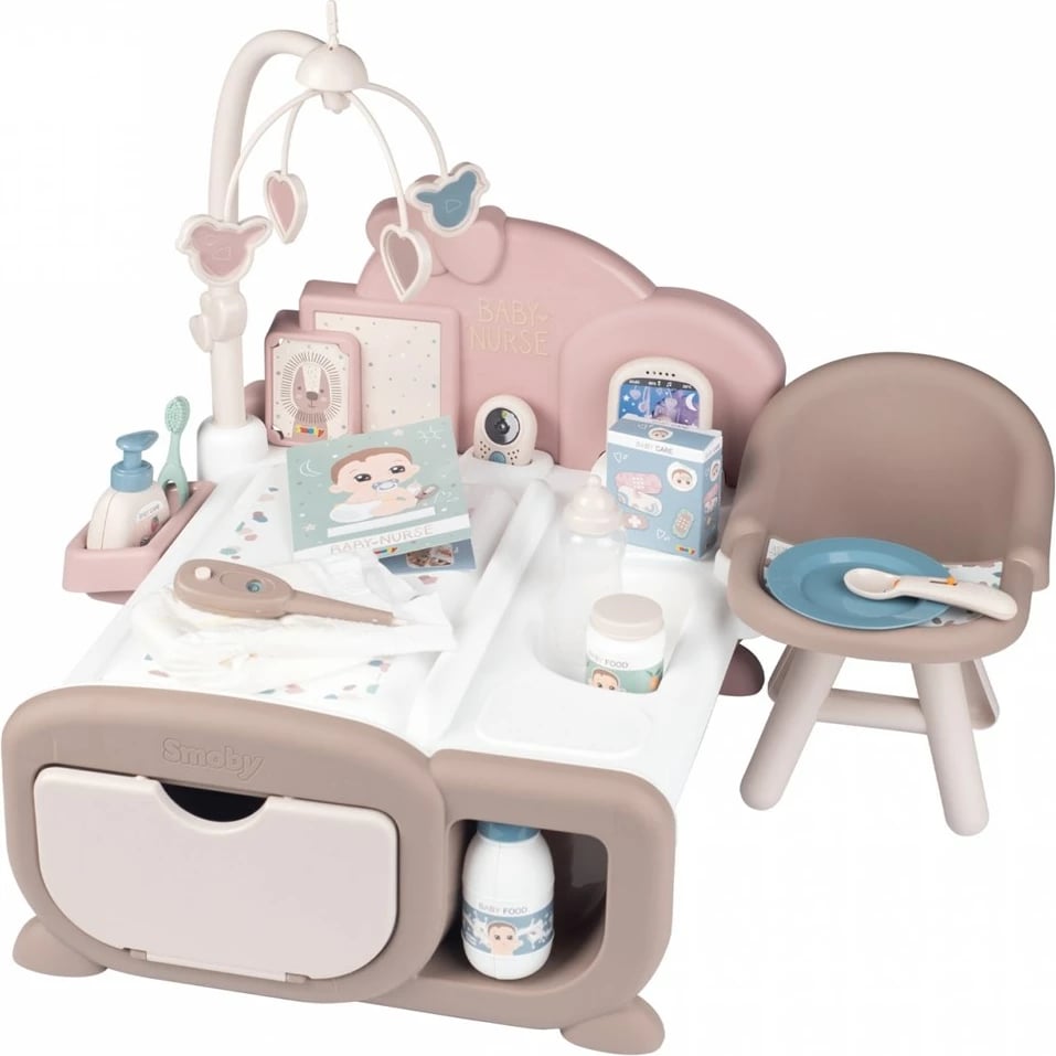 Set lodrash Smoby Baby Nurse Electronic Babysitter's Corner, shumëngjyrësh