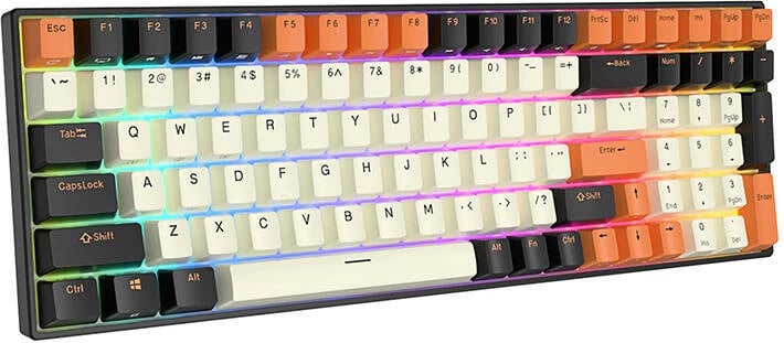 Tastierë mekanike Royal Kludge RK100, RGB, brown switch, e zezë-portokalli