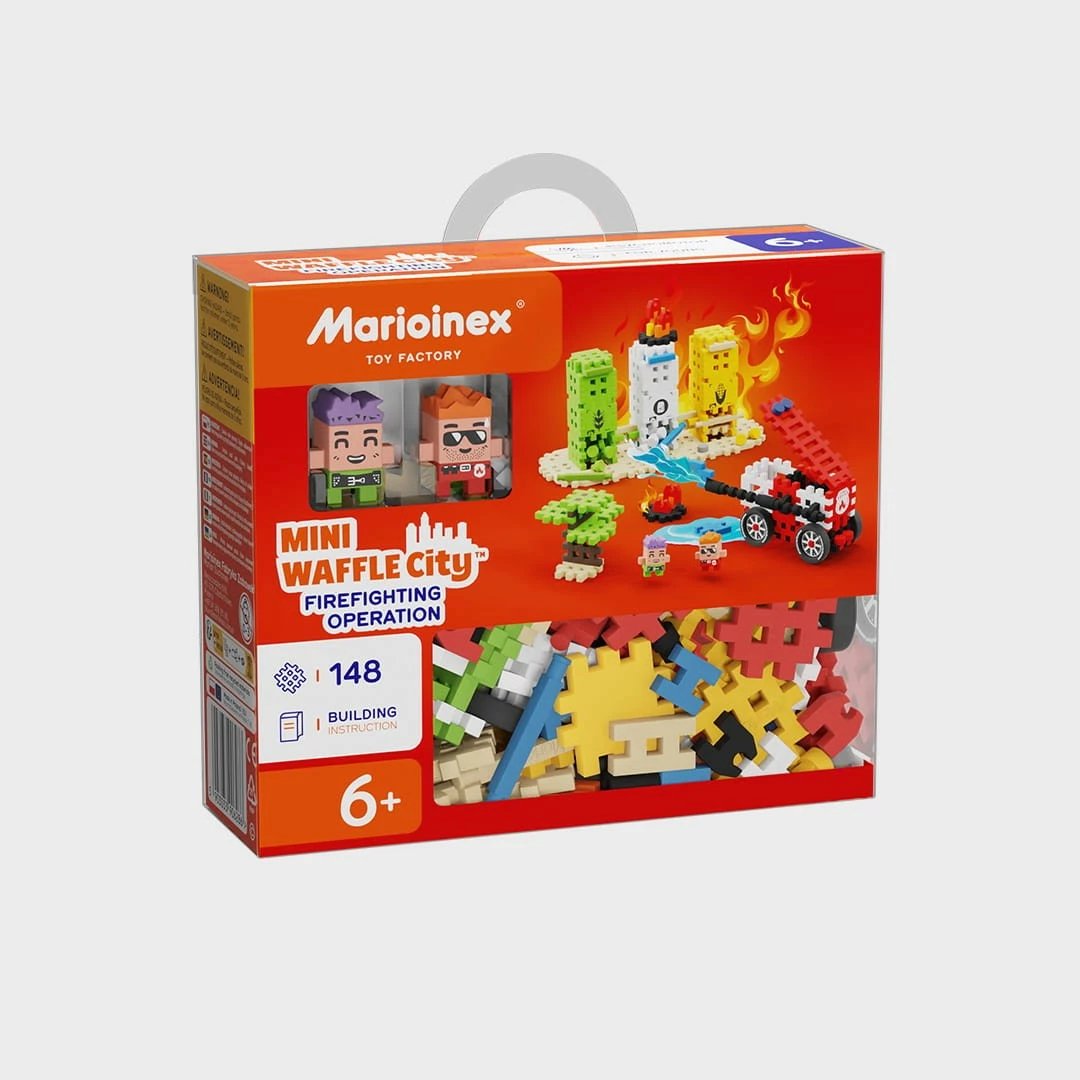 Set lodrash ndërtimi Marioinex Mini Waffle City Firefighter Action, 148 pjesë, shumëngjyrëshe