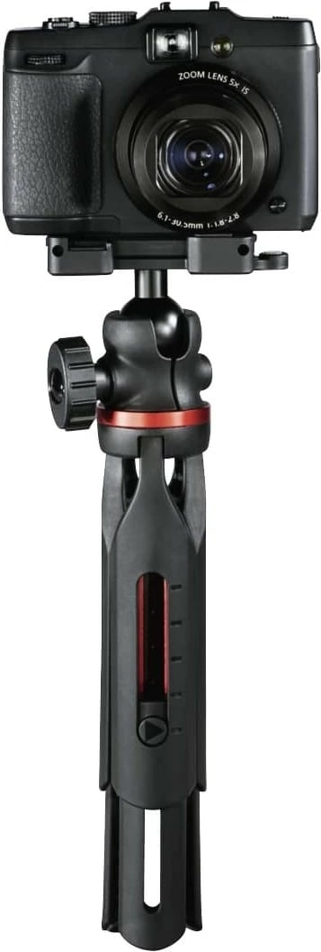 Tripod tavoline Hama 4630, për smartphone dhe kamera, 19 cm, i zi me të kuqe