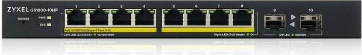 Switch Zyxel GS1900-10HP v2, 8 porte PoE, 2xSFP, SMART, i zi