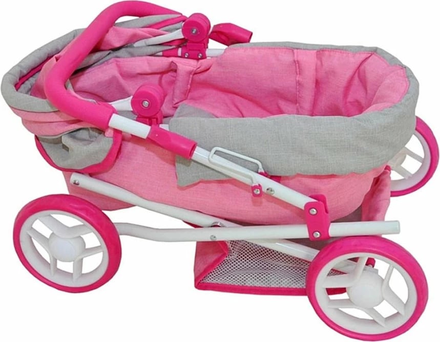 karrocë për kukulla, Milly Mally, Alice Prestige, e thellë me djep të heqshëm, për kukulla deri 40 cm, palosëse, rozë