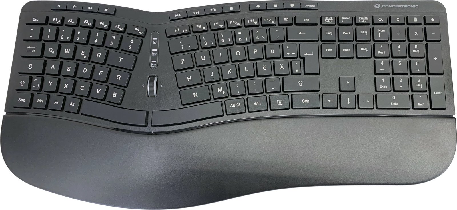 Kasë tastierë+maus wireless Conceptronic, QWERTZ, ergonomike, e zezë