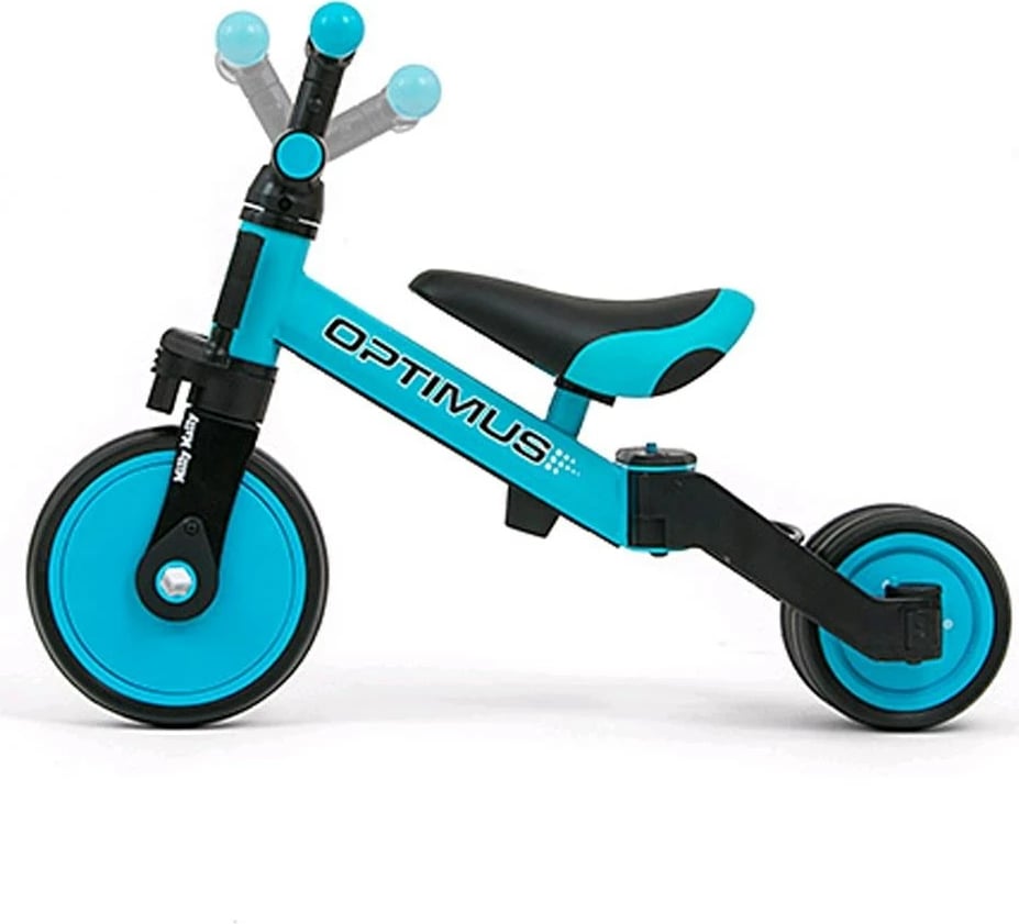 Tricikël 3-në-1 për fëmijë, Milly Mally Optimus, rrota shkumë, konstruksion çelik, sedilje e rregullueshme, e palosshme, jeshile mint