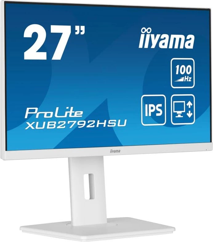 Monitor, iiyama, ProLite XUB2792HSU-W6, 27" IPS 100Hz FreeSync USB 3.2 hub HDMI/DP, i bardhë