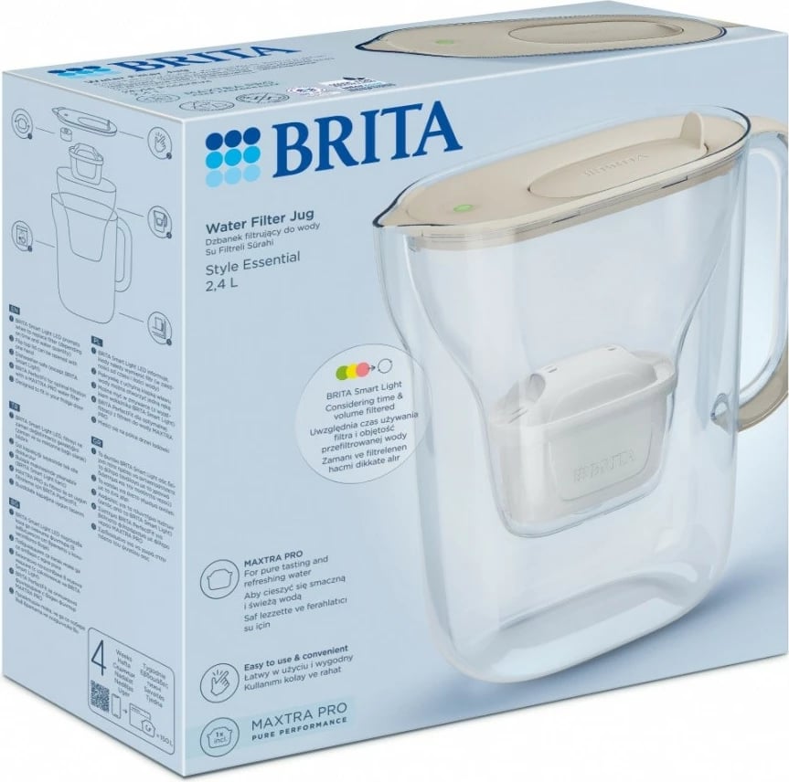 Ibrik filtri Brita Style Essential, 2.4L, sand beige, me filtër MAXTRA PRO Ibrik filtri Brita Style Essential, 2.4L, sand beige, me filtër MAXTRA PRO